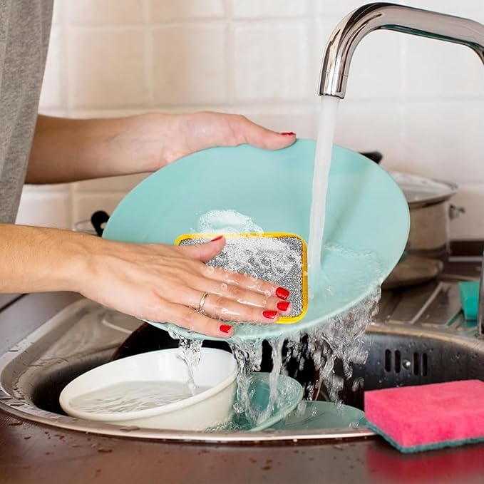 Reusable Washing Up Sponge,Multi-Purpose Absorbent Sponge,Dual-Sided Kitchen and Bathroom Cleaning Products,Bowl Dish Cleaning Pad Scrubber,Kitchen Dishwashing Cleaning Tool 5 Pcs