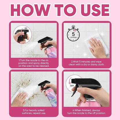 Bathroom Descaler Foam Cleaner, 10 Fl Oz Powerful Pink Bathroom Cleaner Spray,Bathrooms Descaler Foam Cleaners, Stubborn Stains Cleaner for Sink Tub Floor Tile (1set/300ml)