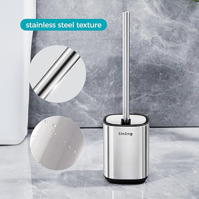 Toilet Brush and Holder Set Toilet Bowl Brush Stainless Steel Automatic Open lid Toilet Bowl Cleaner Brush with Durable Bristle Head Toilet Cleaning Brush for Bathroom