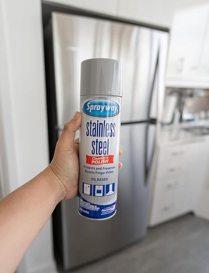 Sprayway Stainless Steel Cleaner Aerosol Spray (Oil-Based), 15oz, Pack of 6 | Cleans, Polishes, Protects | Resists Fingerprints, Foaming Action | Ideal for Stainless Steel Appliances & Surfaces