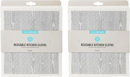 Martha Stewart Swedish Kitchen Absorbent Sponge Dish Cloths, Faux Bois, 12 Count