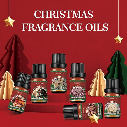 Christmas Essential Oils for Diffuser - Holiday Essential Oils Gift Set, 6 x 10ml Christmas Scents Including Gingerbread, Candy Cane, Apple Cider and More - Winter Diffuser Oils for Home
