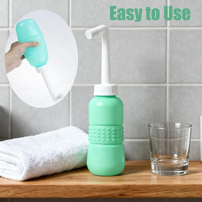 Portable Handheld Personal Hygiene Refresher Toilet Butt Cleaner Travel Bidet Spray Bottle for Home 450 ML(15oz)-Green