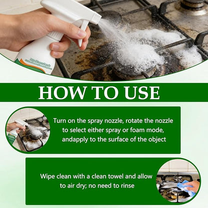 2Pcs Kitchen Cleaner Spray, Multi-Purpose Kitchen Cleaner, Heavy Duty Kitchen Oil Stains Spray for Kitchen, Household, Oven, Stove, Range Hood - 318ml