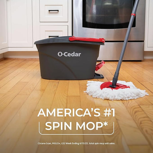 O-Cedar Easywring Microfiber Spin Mop & Bucket Floor Cleaning System + 3 Extra Refills (4 Refills Included)