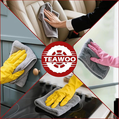 Microfiber Cleaning Cloths Bulk-15 Pack, Gray Microfiber Towels for Cars, Ultra Absorbent Microfiber Towel Weave Grime & Liquid for Streak-Free Mirror Shine - Car Washing Cloth, 12x12 inches
