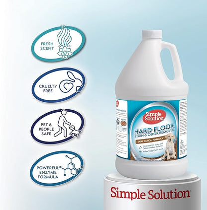Simple Solution Hard Floor Pet Stain and Odor Remover, Dog Stain and Odor Eliminator Spray, Enzyme Cleaner, Pet Urine Remover for Hardwood Floors, Pee and Poop Destroyer, 1 Gallon