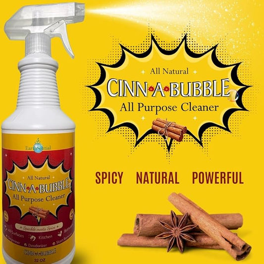Cinn-a-Bubble All Purpose Cleaner, 32 oz Spray, All-Natural Plant-Based Cleaner with Essential Oils, Non-Toxic, Safe for Home, Kitchen, Bathroom & Surfaces