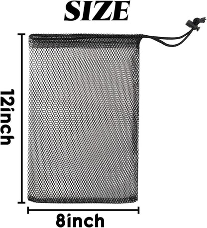 GXXMEI 10PCS 8X12inch Nylon Mesh Drawstring Bags with Cord Lock Closure Delicates Laundry Bag For Washing Machine Small Gym Bag for Basketball, Volleyball, Football, Golf Stuff Balls