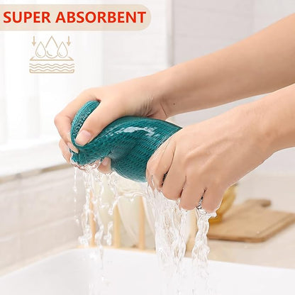 Kitinjoy 100% Cotton Waffle Weave Kitchen Hand Towels (13 X 28 Inches, Teal), 8-Pack Super Soft and Absorbent Dish Towel for Drying Dishes