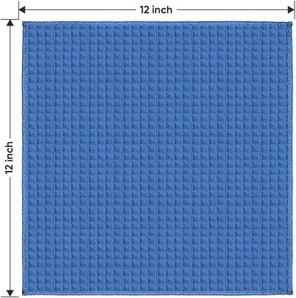 HOMEXCEL Waffle Weave Microfiber Towel, 10 Pack Lint Free Cleaning Rags, 12 x 12 Inches Barista Towels, Reusable Microfiber Cleaning Cloth for Household, Kitchen, Glass and Window, Blue