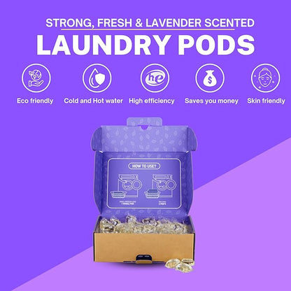 Greenseedz Laundry Pods, Fresh Lavender Scent, 128 Packs, Eco Friendly, Powerful Clean, Biodegradable, HE Compatible