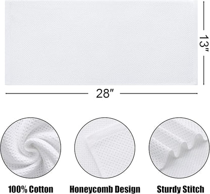 Kitinjoy 100% Cotton Waffle Weave Kitchen Hand Towels (13 x 28 Inches, White), 4-Pack Super Soft and Absorbent Dish Towels for Drying Dishes
