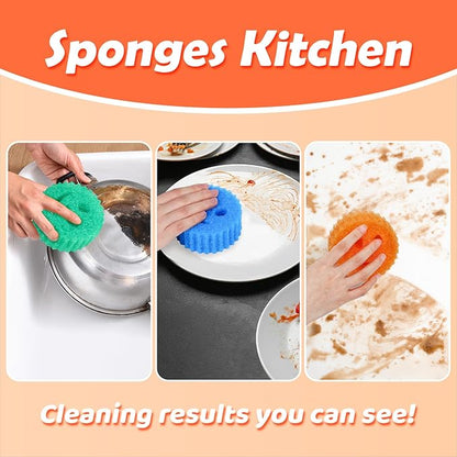 8 Colorful Smile Scrub Sponges, Temperature Controlled Sponges Kitchen, Bulk Dish Sponge for Cleaning, Multi Functional Cleaning Sponge for Kitchen, Bathroom, Floor