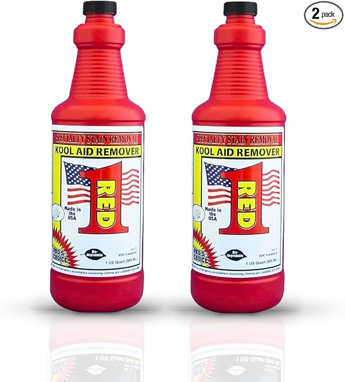 Pro's Choice Fabric Stain Remover Red 1 - Stain Remover on Synthetic Food Colors/Dyes - Carpet & Couch Stain Remover - Red Wine Stain Remover for Clothes Laundry - Red Stain Removal (2 Pack, 32 fl oz)