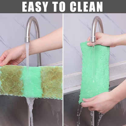 Homaxy 12 Pack Kitchen Dish Cloths (10 x 10 Inches, Green), Super Soft and Absorbent Coral Velvet Dish Towels, Nonstick Oil Fast Drying Microfiber Cleaning Cloth, No Lint Household Dishcloths