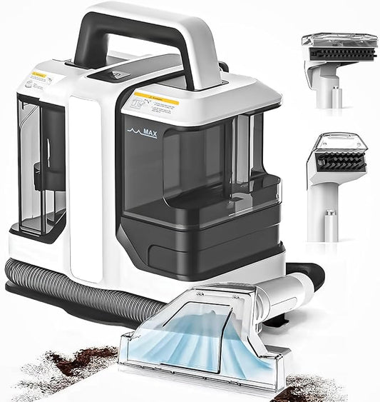 Mini Portable Carpet Cleaner Machine with Dual Size Brushhead, Multi-Purpose and Upholstery Cleaner, Handheld Deep Carpet Cleaning Machine, Spot Cleaner for Couch, Rugs, Car Seats and Pet Stains