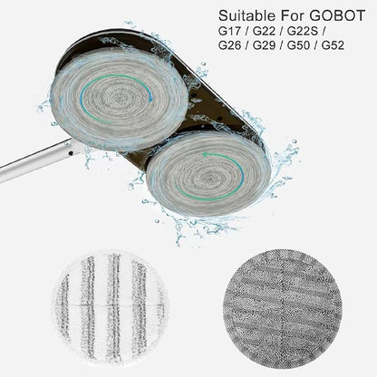 4-Pack 6.3in Electric Mop Replacement Pads – 2 Gray High-Absorbent Pads & 2 White Scrubbing Pads with Gentle Plastic Brushes – Fits Most Spin Mop Machines, Hardwood & Tile Floors