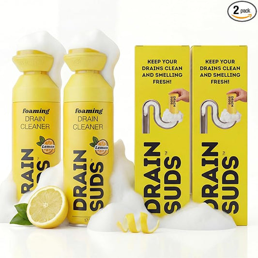 Foaming Drain Cleaner, Sink Cleaner and Deodorizer, Drain Clog Remover for Kitchen Sinks, Bathrooms, Shower Drains, Tubs, Washbasin, Clogged Pipe Opener, Lemon, 2 Pack