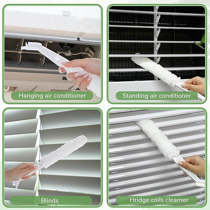 Prasacco Mini Split Air Conditioner Cleaning Kit, Under Fridge Cleaner Tool with Replaceable Brush Cloths, No Disassembly Required, Portable AC Coil Cleaner for Refrigerator, Furniture, Appliances