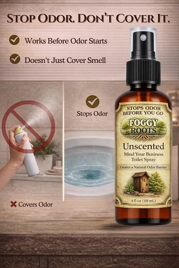 Unscented Pre-Poop Toilet Spray – Stops Odor Before It Starts, Bathroom Odor Eliminator for Toilet, 4 oz (200+ Uses) Travel, Home & Work