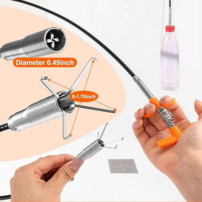 63 In Drain Snake Hair Drain Clog Remover Tool, Sink Drain Cleaner for Sewer Kitchen Bathroom Shower Tub Toilet Clogged Drains Opener Cleaning Tool, Flexible Grabber Claw Pick Up Reacher Tool