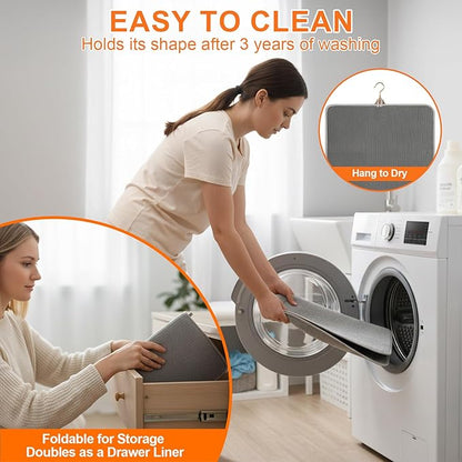 Dish Drying Mat 24 x 17 in, Large Microfiber Drying Mats, Absorbent Quick Dry Pad for Kitchen Counter, Countertop Protector for Dishes, Pots & Pans, Machine Washable, Gray (1 PCS)