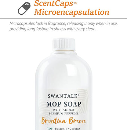 Mop Soap with Long Lasting Premium Perfume, 4X Concentrated Floor Cleaner, Multi Surface Solution for Hardwood, Tile, LVP, Laminate, Pet Friendly, 32 fl oz (Brazilian Breeze)