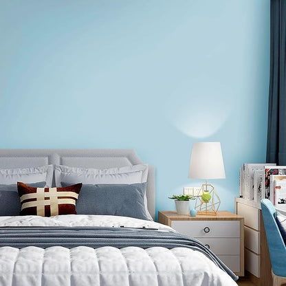 HeloHo Solid Light Blue Wallpaper Matte Textured Peel and Stick Wall Paper Modern Self Adhesive Removable Waterproof Contact Paper for Living Room Bedroom Decor 78.7"X15.7"
