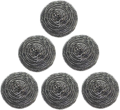 6 Pack Stainless Steel Scrubber,Reusable Steel Scrubber for Sinks,Kitchens,Bathroom,Ovens Cleaning,Heavy Duty Steel Scrubber for Scrubbing Pans,Cast Iron,BBQ Grills,Pots,Dishes,Stoves