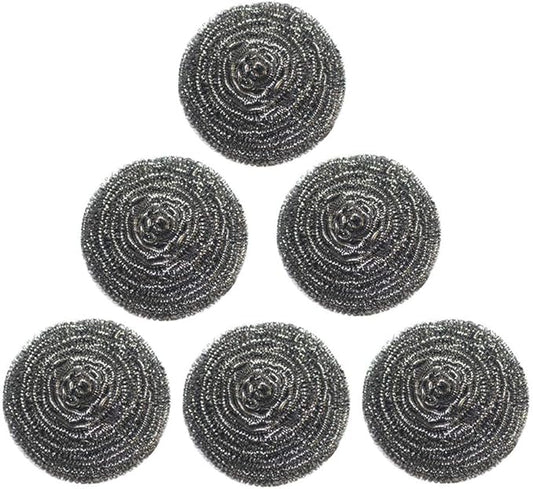 6 Pack Stainless Steel Scrubber,Reusable Steel Scrubber for Ovens,Sinks,Kitchens,Bathroom Cleaning,Heavy Duty Steel Scrubber for Scrubbing Dishes,Cast Iron,Pots,Pans,Stoves,BBQ Grills