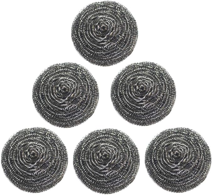 6 Pack Stainless Steel Scrubber,Reusable Metal Scrubber for Bathroom,Sinks,Kitchens,Ovens Cleaning,Heavy Duty Metal Scrubber for Scrubbing Pans,Cast Iron,Dishes,BBQ Grills,Pots,Stoves