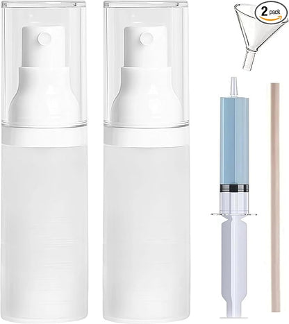 1oz/30ml-Small Spray Bottle 360° Angle Work, Portable Refillable Leak Proof Travel Mini Spray Bottle.For Perfume Toner Hair spray Facial Moisturizing 【1oz/30ml-(Pack of 2) & Spary Bottle】