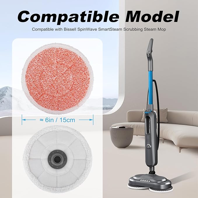 Sgizoku 3897A Steam Mop Pads for Bissell SpinWave SmartSteam Scrubbing Steam Mop - Replacement Rotating Mop Head Fit 3897A 3712 3712W, Model No 1641112-6 Pack