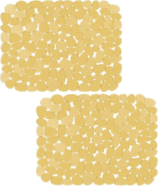 Bligli Pebble Sink Mat for Stainless Steel/Ceramic Sinks, 2 Pack PVC Sink Protectors Mats for Bottom of Kitchen Sink, Dish Drying Mat for Dishes and Glassware, 15.7 x 11.8 inch, Clear Yellow