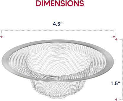 HIC Kitchen Mesh Sink Strainer, 18/8 Stainless Steel, 4.5-Inches