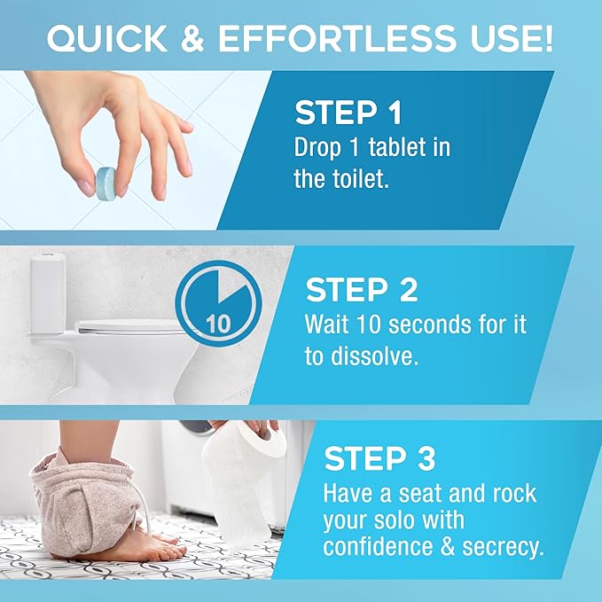 Toilet Tablets Odor Eliminator, Discreet Toilet Deodorizer Drop Ins, Portable Toilet Drops for Bathroom Odor Control, Individually Wrapped Travel Tablets, 30 Pack | As Seen on Shark Tank