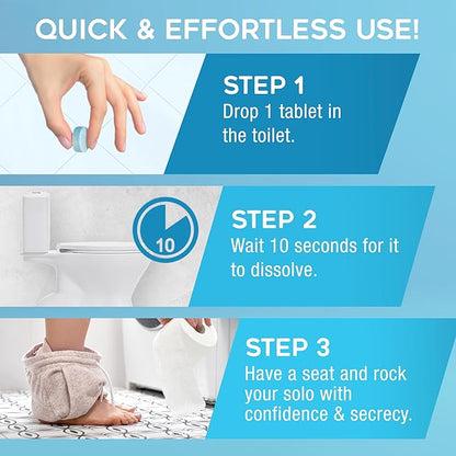 Toilet Tablets Odor Eliminator, Discreet Toilet Deodorizer Drop Ins, Portable Toilet Drops for Bathroom Odor Control, Individually Wrapped Travel Tablets, 30 Pack | As Seen on Shark Tank