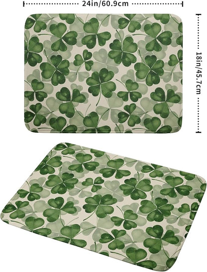 St Patrick's Day Dish Drying Mat for Kitchen Counter 18x24 Saint Patricks Clover Shamrock Green Print Absorbent Reversible Microfiber Drying Mats Kitchen Countertop Protector Dishes Drainer Rack Pad