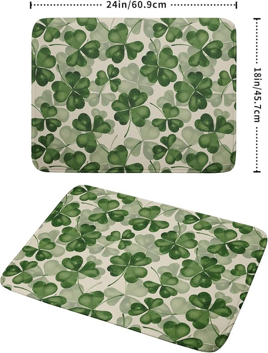 St Patrick's Day Dish Drying Mat for Kitchen Counter 18x24 Saint Patricks Clover Shamrock Green Print Absorbent Reversible Microfiber Drying Mats Kitchen Countertop Protector Dishes Drainer Rack Pad