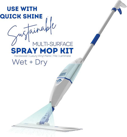 Quick Shine Spray Mop Refill Pad 6Pk 15"W x 5.5"D | Washable & Reusable | Dual Action Scrubbing Strips for Thorough Cleaning | Highly Absorbent Microfiber | Use w/Quick Shine Multi-Surface Spray Mop