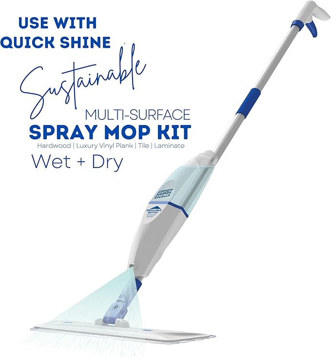 Quick Shine Spray Mop Refill Pad 15"W x 5.5"D | Washable & Reusable | Dual Action Scrubbing Strips for Thorough Cleaning | Highly Absorbent Microfiber | Use w/Quick Shine Multi-Surface Spray Mop