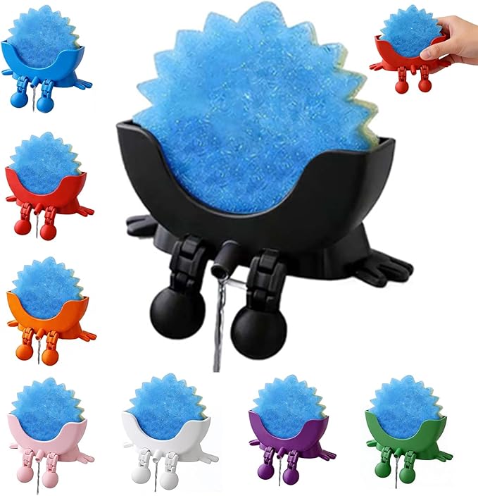 Cute Hanging Sponge Holder with Drainage, Peeing Scrub Sponge Holder, Ponge Holder for Kitchen Sink, Funny Sponge Stand for Kitchen Sink, 3D Printing Countertop Sponge Holders (Black)