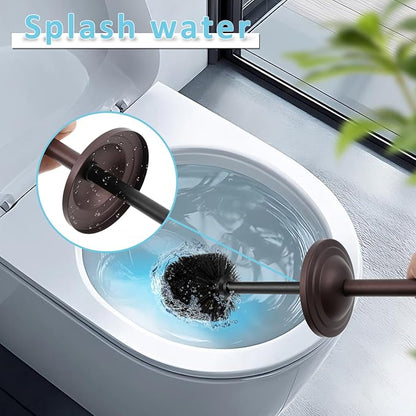 Bronze Toilet Brush and Holder Set,304 Stainless Steel Toilet Bowl Brush and Holder for Bathroom,Heavy Duty Toilet Brush,Durable Scrubbing Bristles,Splash Resistant,Long Handle