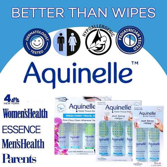 Aquinelle Toilet Tissue Mist, Eco-Friendly & Non-Clogging Alternative to Flushable Wipes Simply Spray On Any Folded Toilet Paper 2PK OCEAN BREEZE 8.25OZ