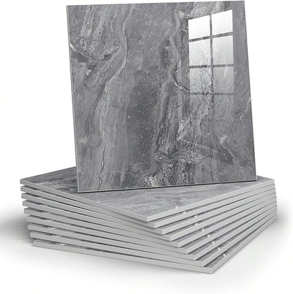 Chejiaye 22pcs Marble Peel and Stick Backsplash Waterproof Washroom Wall Panels, Peel and Stick Tile, PVC Foam Wall Panels for Kitchen,Bathroom,Living Room,Grey (Not Real Tile,11.8" x 11.8")