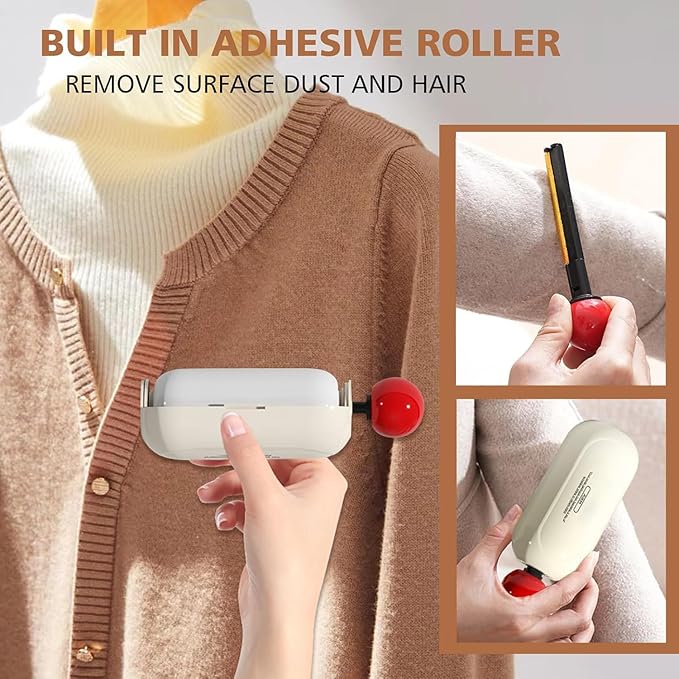 Enjoy Lint Roller, Enjoy Portable Lint Roller, Enjoy Sticky Roller, 2 In1 Washable Lint Remover, Ball for Clothes, Furniture, Dog & Cat Hair, Reusable Mini Lint Roller Pet Hair Remover(White)