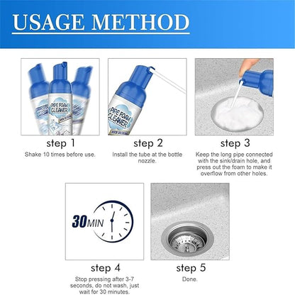 Foam Drain Cleaner, 2.02 Fl Oz Drain Cleaner, Sink DrainCleaner, Japanese Drains FoamCleaner, Bubble Cleaners Foam Spray, FoamDrainCleaners for Bathroom Sink (2pcs)