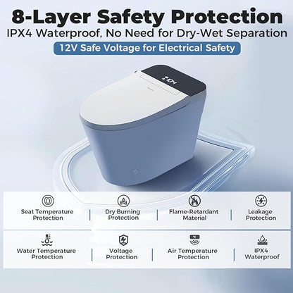 Smart Toilet with Bidet Built in Tank, Rear & Feminine Wash, Air Dryer, Auto Flush, Foot Sensor Flush, Heated Seat, Warm Water Self Cleaning, 12" Rough In, One-Piece Elongated (ZY695 Core)