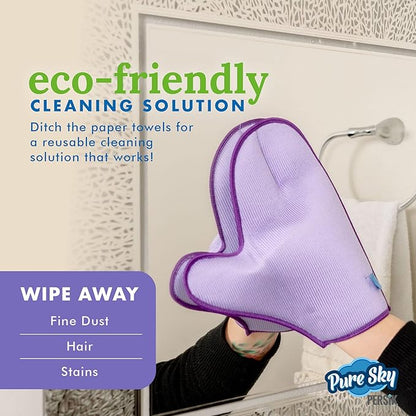 Pure-Sky Glass Cleaning Cloth Glove - JUST ADD Water No Detergents Needed – Streak Free Magic Ultra Microfiber Window Polishing Glove - for Windows, Glass, Mirror and Screen - Leaves no Wiping Marks